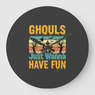 Relógio Grande Golosias Querem se Divertir Design de Halloween_1
