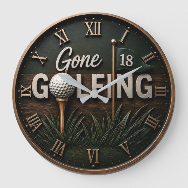 Relógio Grande Gone Golfing Funny Golf Lover Gift  (Frente)