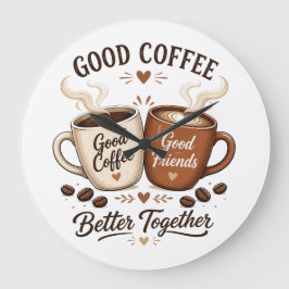 Relógio Grande Good Coffee Good Friends mit zwei Kaffeetassen