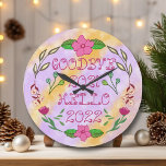 RELÓGIO GRANDE GOODBYE 20XX OLÁ 20XX<br><div class="desc">FELIZ ANO NOVO! Este modelo de design permite que você escolha o último e o próximo ano que quiser, para celebrar o novo ano com sua família e amigos. Esta elegante design inclui as flores cinzentas e vermelhas, as folhas verdes e aquáticas das oliveiras com bonito fundo roxo e ouro....</div>