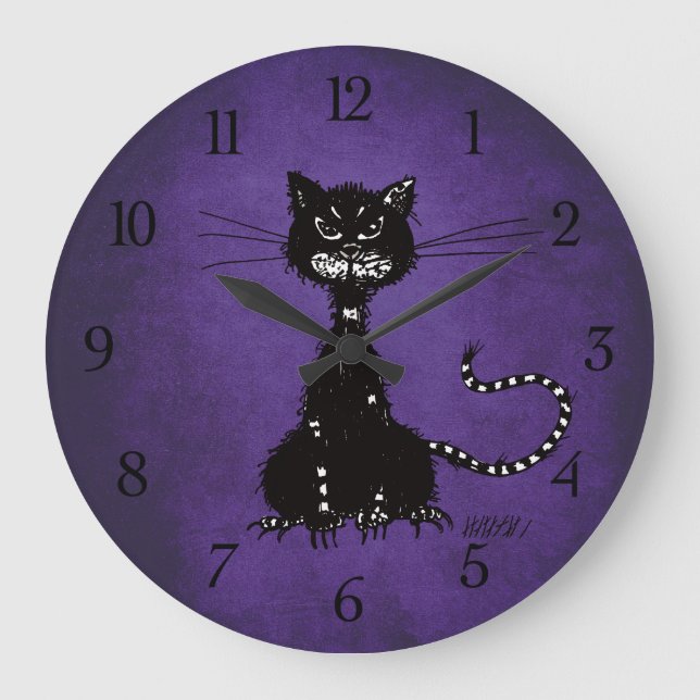 Relógio Grande Gótica Ragged Mau Black Cat (Frente)