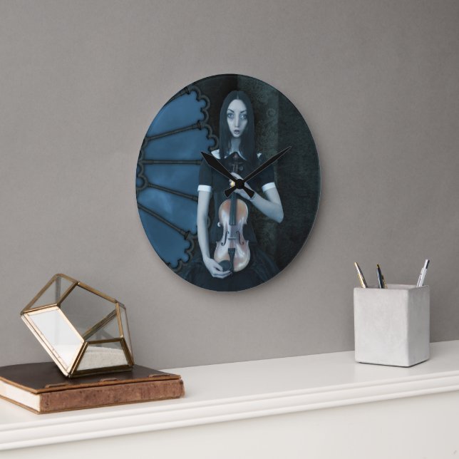 Relógio Grande Gótica Vitoriana Segurando Fantasia Dark Violin (Escritório)