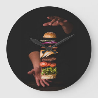 Relógio Grande Gourmet Hamburger Acrywall Clock