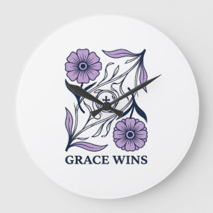 Relógio Grande Grace Wins Floral Christian Vintage Tee de Gravura