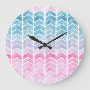 Relógio Grande Gradient Chevron: Padrão De Arenque De Arenque De