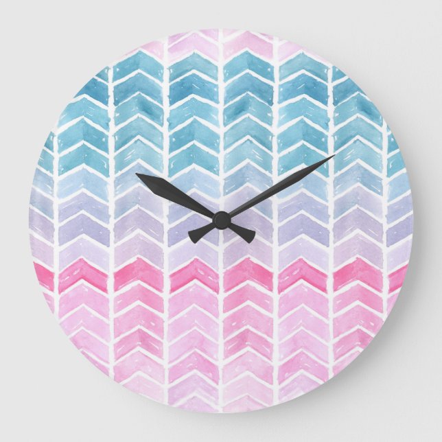 Relógio Grande Gradient Chevron: Padrão De Arenque De Arenque De  (Frente)