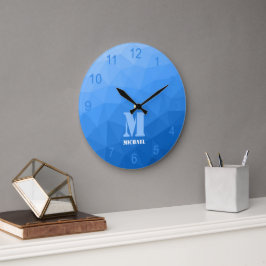 Relógio Grande Gradiente azul claro Padrão de malha de geometria 