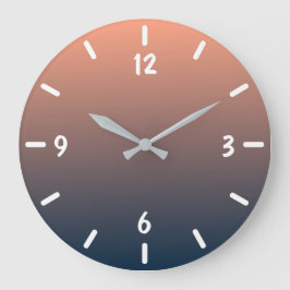 Relógio Grande Gradiente Azul e Coral do Marinho Moderno