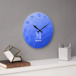 Relógio Grande Gradiente azul escuro Padrão de malha geométrica M