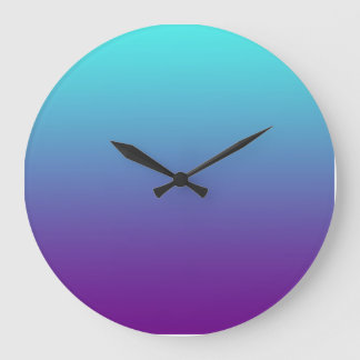 Relógio Grande Gradiente de Fundo Simples Turquesa Azul Roxo