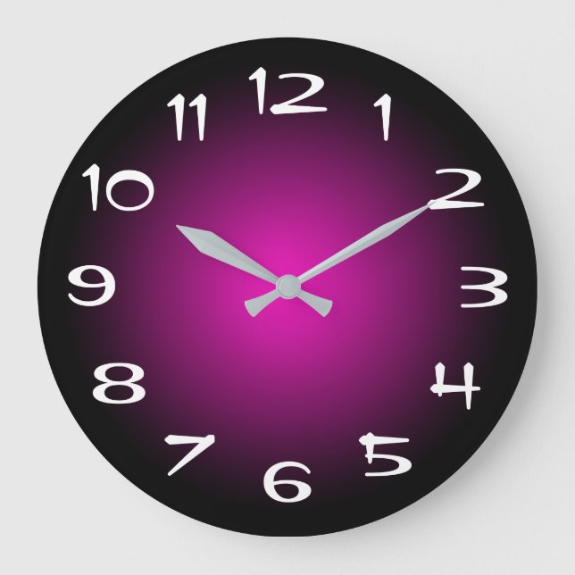 Relógio Grande Gradiente Radial Preto Roxo e Rosa Quente (Frente)