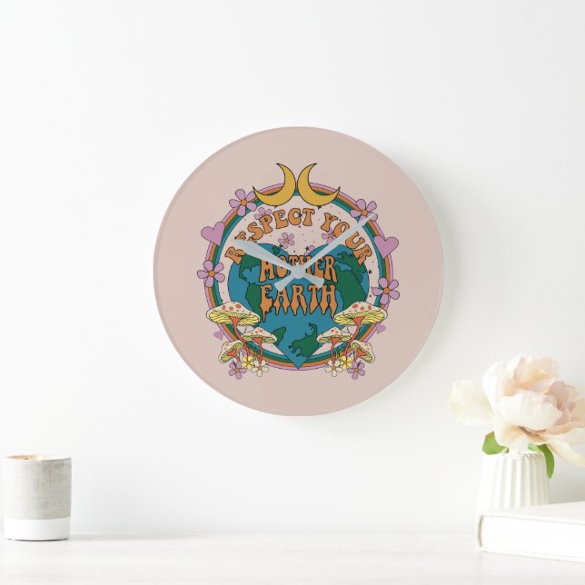 Relógio Grande Gráfico da Terra-Mãe Retro dos anos 70 (Lar)