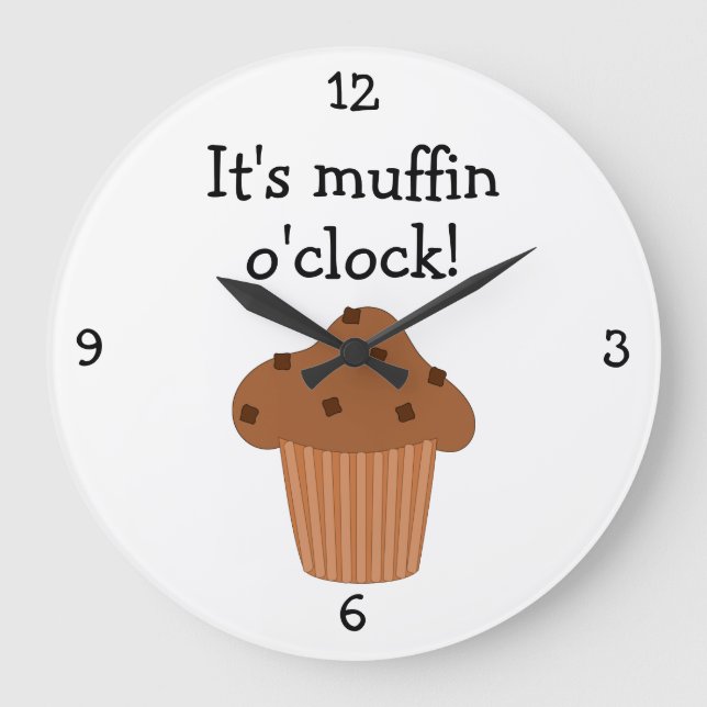 Relógio Grande Gráfico de comida divertida do Muffin O'Clock (Frente)
