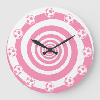 Relógio Grande Gráficos de Bola de Futebol Rosa com Redemoinho Sc