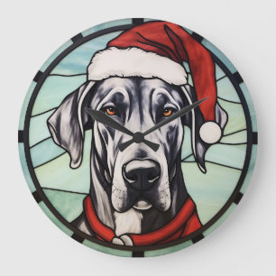 Relógio Grande Grande Dane Vidro Pintado Natal