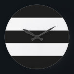 Relógio Grande Grandes faixas brancas e pretas<br><div class="desc">Você pode personalizar a parte branca deste design alterando a cor de fundo.</div>