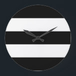 Relógio Grande Grandes faixas brancas e pretas<br><div class="desc">Você pode personalizar a parte branca deste design alterando a cor de fundo.</div>