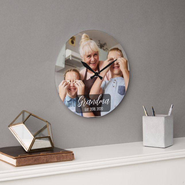 Relógio Grande Grandma Est. White script photo (Escritório)
