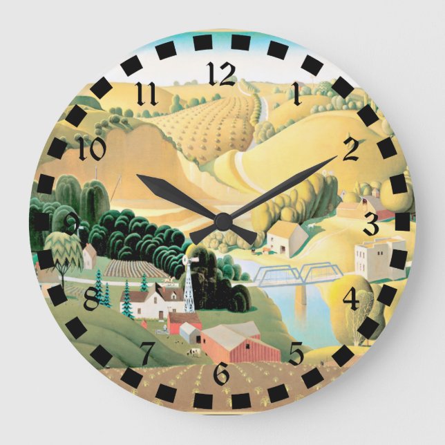 Relógio Grande Grant Wood - Stone City, Iowa, belas artes (Frente)