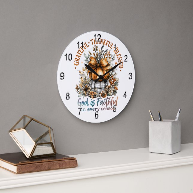 Relógio Grande Grata Graças Abençoado (Escritório)