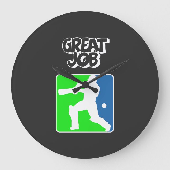 Relógio Grande Great Job Cricket Logo Cricket Batsman  (Frente)