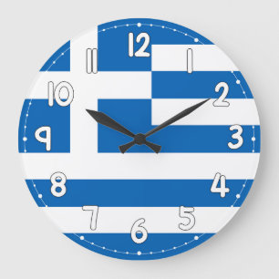 Relógio Grande Greece Flag Wall Clock – Patriotic Greek Decor