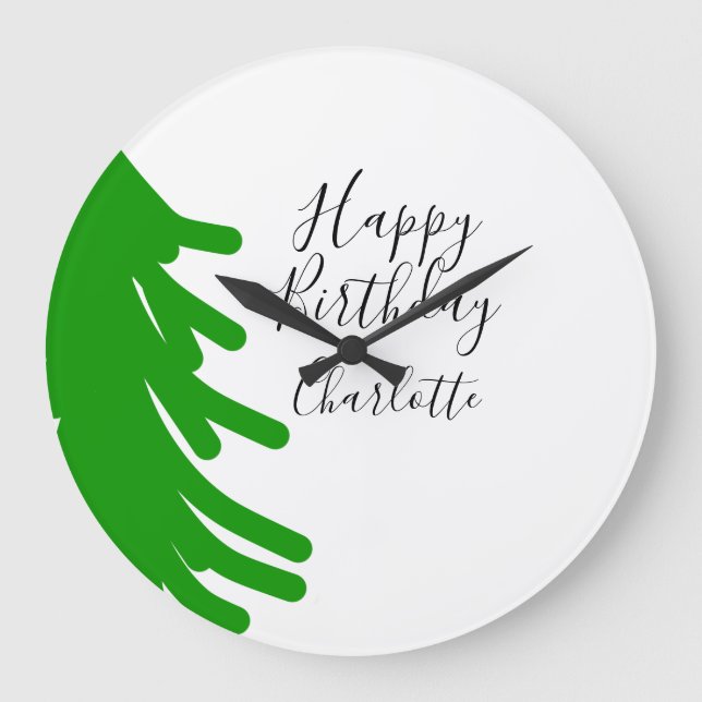 Relógio Grande Green Christmas tree happy birthday December winte (Frente)