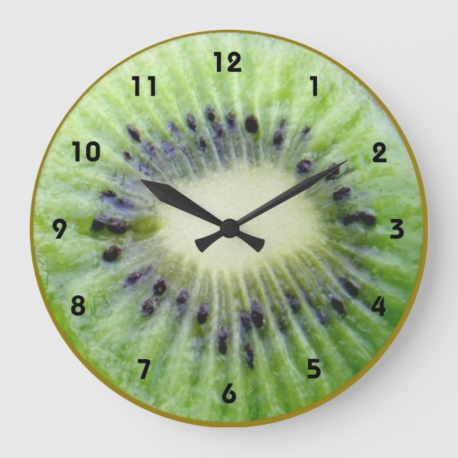 Relógio Grande Green Kiwi wall Clock com números (Frente)