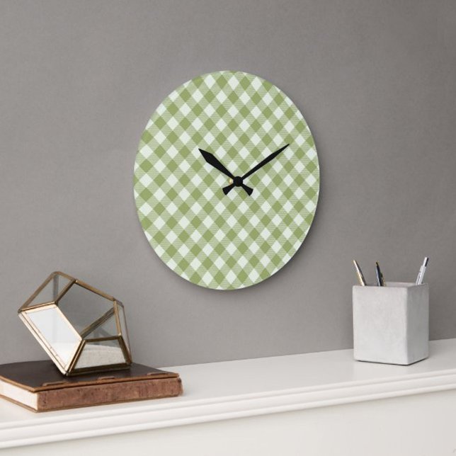 Relógio Grande  Green Plaid Pattern Wall clock (Criador carregado)
