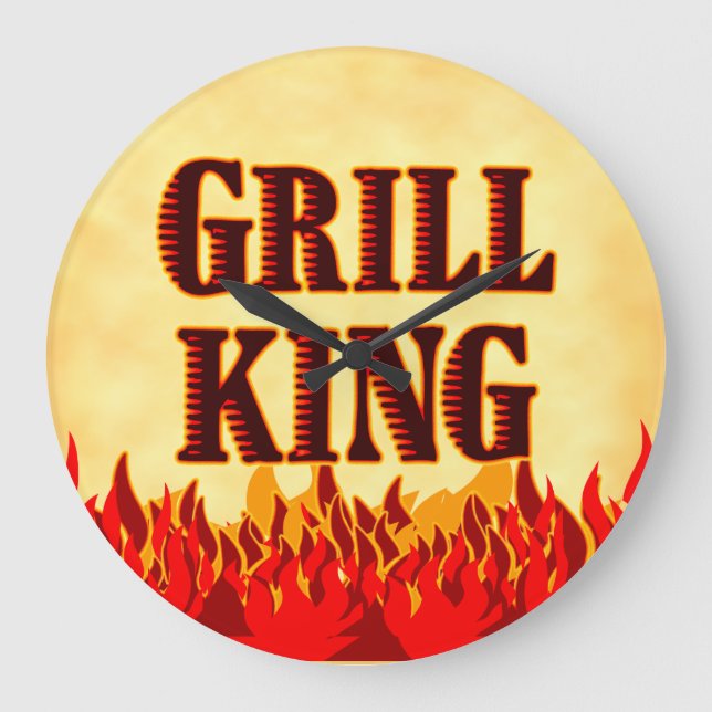 Relógio Grande Grill King CHURRASCO Flames Wall Clock (Frente)