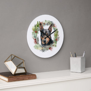 Relógio Grande Grinalda de Natal do Kelpie Australiano Cãozinho F