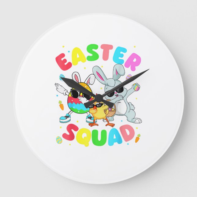 Relógio Grande Groovy Funny Rabbit Egg Chick Easter Squad Day Men (Frente)