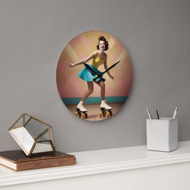 Relógio Grande "Groovy Glide: Ritmos Retroativos nas Rodas do Ska (Escritório)