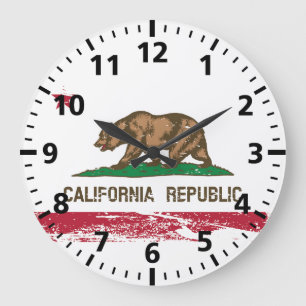 Relógio Grande Grunge California State Flag