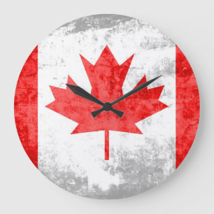 Relógio Grande Grunge Canada Flag 2