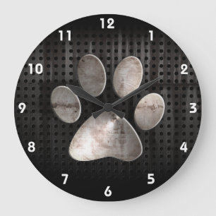 Relógio Grande Grunge Paw Print