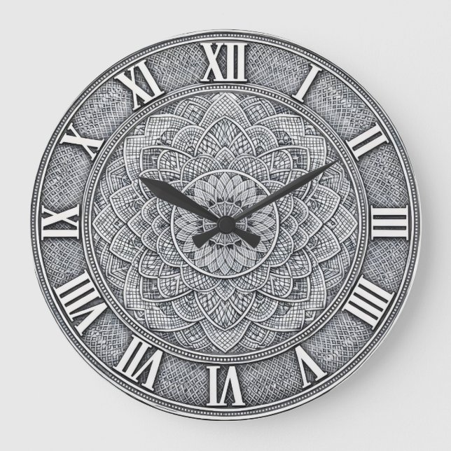 Relógio Grande Guilloché Roman Numeral  — Luxury Engraved pattern (Frente)