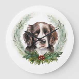Relógio Grande Guirlanda de Natal do Springer spaniel Pupila Fest
