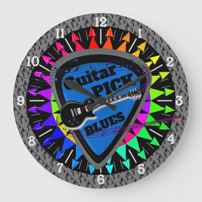 Relógio Grande Guitar Pick Blues Music Wall Clock (Frente)