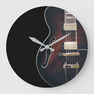 Relógio Grande Guitarra Elétrica em Preto