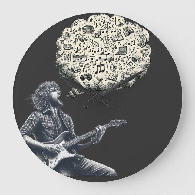 Relógio Grande Guitarrista explosivo Solfeggio (Frente)