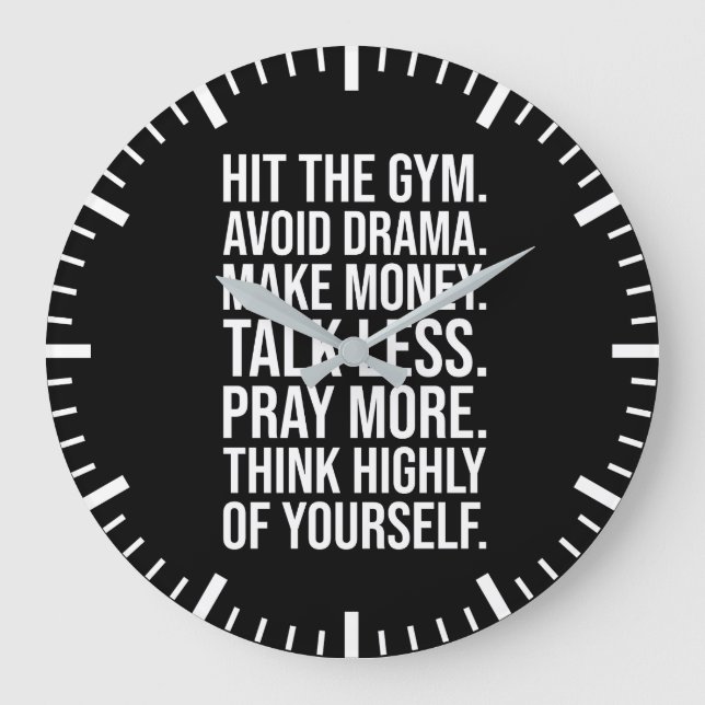 Relógio Grande Gym, Dinheiro, Reze - Motivação do Sucesso (Frente)