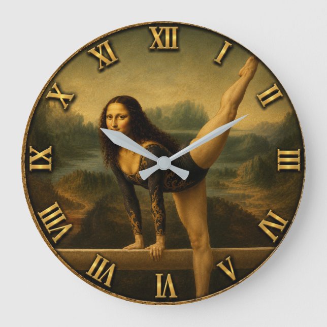 Relógio Grande Gymnast Funny Mona Lisa  (Frente)