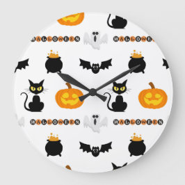 Relógio Grande Halloween and cat-themed wall clock.