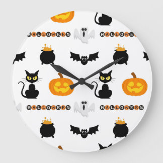 Relógio Grande Halloween and cat-themed wall clock.