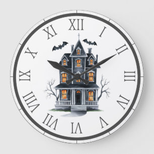 Relógio Grande Halloween, Árvore de Casa Assombrada e Morcegos