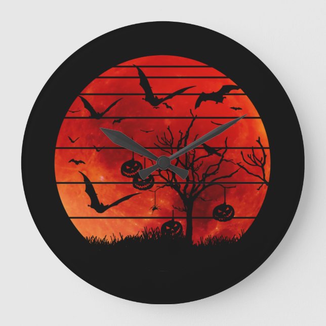 RELÓGIO GRANDE HALLOWEEN BATS AND TREES (Frente)