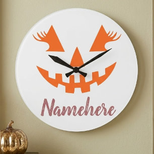 Relógio Grande Halloween da Girly Jack O Lanterna Pumpkin Persona