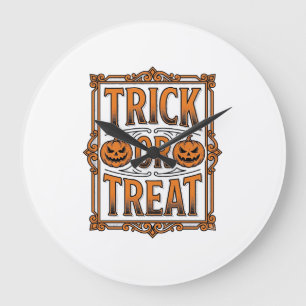 Relógio Grande Halloween Doces ou Travessuras Abóboras Caveiras E