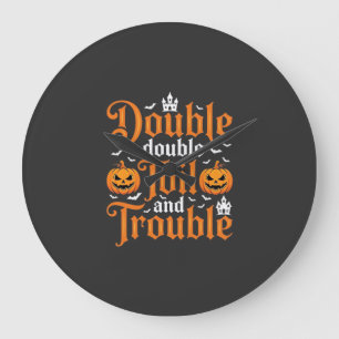 Relógio Grande Halloween Double Double Toil and Trouble_1